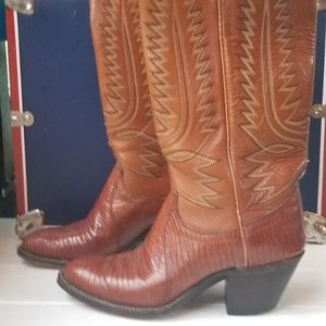 DAN POST Red Lizard Skin WOMENS BOOTS SIZE 6 A